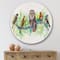 Designart - Owl On A Branch With Bird Friends - Traditional Metal Circle Wall Art